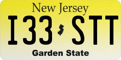 NJ license plate I33STT