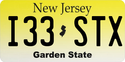 NJ license plate I33STX