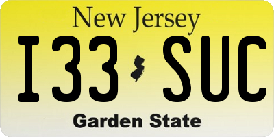 NJ license plate I33SUC