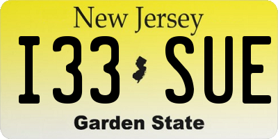 NJ license plate I33SUE