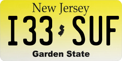 NJ license plate I33SUF