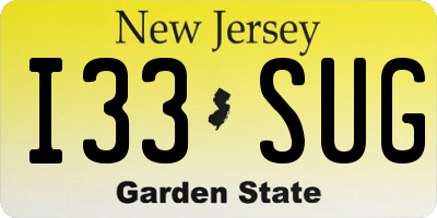 NJ license plate I33SUG
