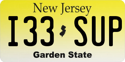 NJ license plate I33SUP