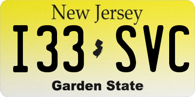 NJ license plate I33SVC