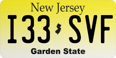 NJ license plate I33SVF