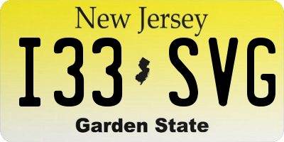 NJ license plate I33SVG