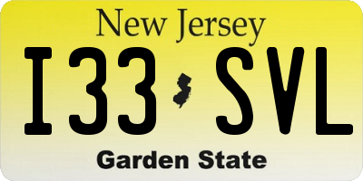 NJ license plate I33SVL