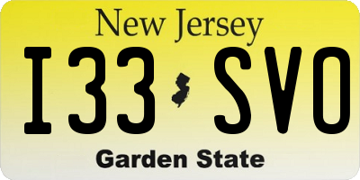 NJ license plate I33SVO