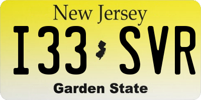 NJ license plate I33SVR