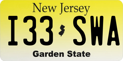 NJ license plate I33SWA