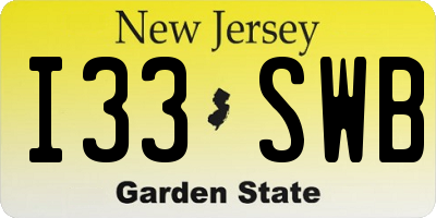 NJ license plate I33SWB