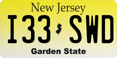 NJ license plate I33SWD