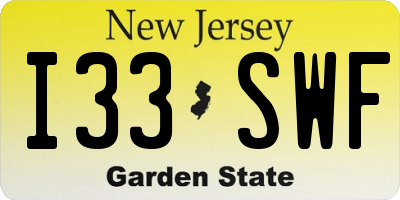 NJ license plate I33SWF