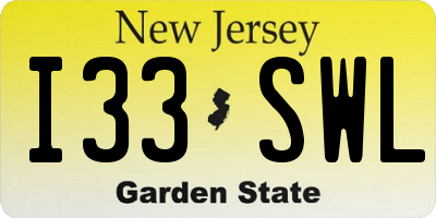 NJ license plate I33SWL