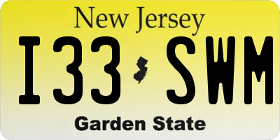 NJ license plate I33SWM