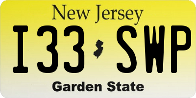 NJ license plate I33SWP