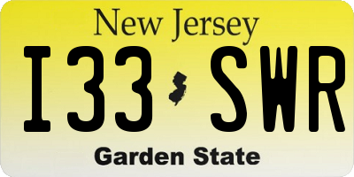 NJ license plate I33SWR
