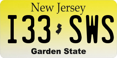 NJ license plate I33SWS
