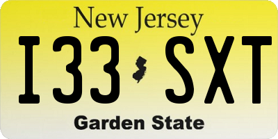 NJ license plate I33SXT