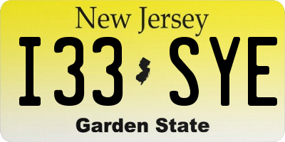 NJ license plate I33SYE