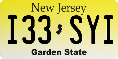 NJ license plate I33SYI