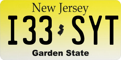 NJ license plate I33SYT