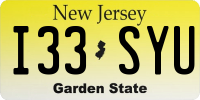 NJ license plate I33SYU