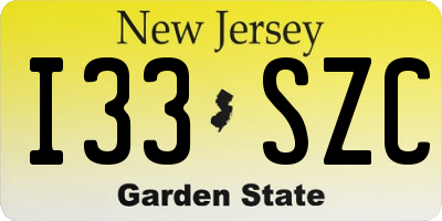 NJ license plate I33SZC