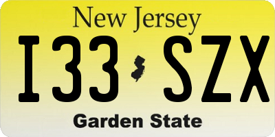 NJ license plate I33SZX