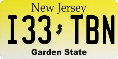NJ license plate I33TBN