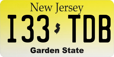 NJ license plate I33TDB