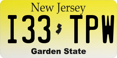 NJ license plate I33TPW
