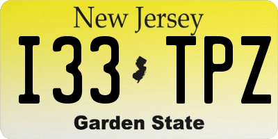 NJ license plate I33TPZ