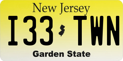 NJ license plate I33TWN