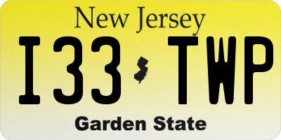 NJ license plate I33TWP
