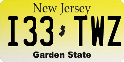 NJ license plate I33TWZ