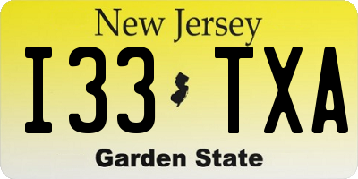 NJ license plate I33TXA
