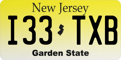 NJ license plate I33TXB