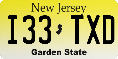 NJ license plate I33TXD