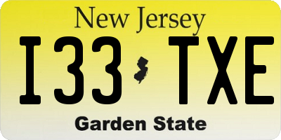 NJ license plate I33TXE