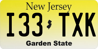 NJ license plate I33TXK