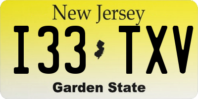 NJ license plate I33TXV