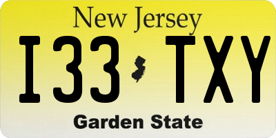 NJ license plate I33TXY