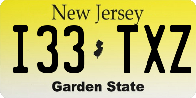 NJ license plate I33TXZ