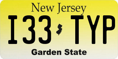 NJ license plate I33TYP