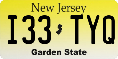 NJ license plate I33TYQ