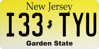 NJ license plate I33TYU