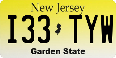 NJ license plate I33TYW
