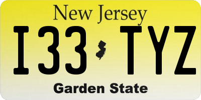 NJ license plate I33TYZ