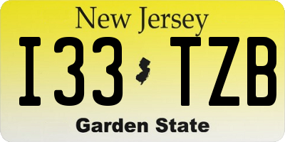 NJ license plate I33TZB